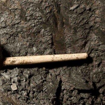 Clay pipe found underground in the old Braich Goch Mine Clay pipe found underground in the old Braich Goch slate mine